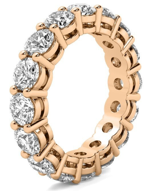 5 Ct Round Lab Grown Diamond Eternity Band Ring 14k Rose E VS GIA Authenticated