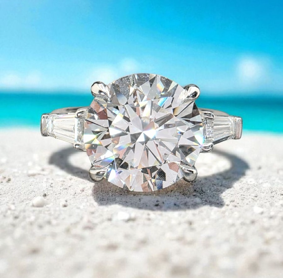 5.60 Ct E VS1  IGI Lab Grown Round Diamond Engagement Ring Round 950 Platinum