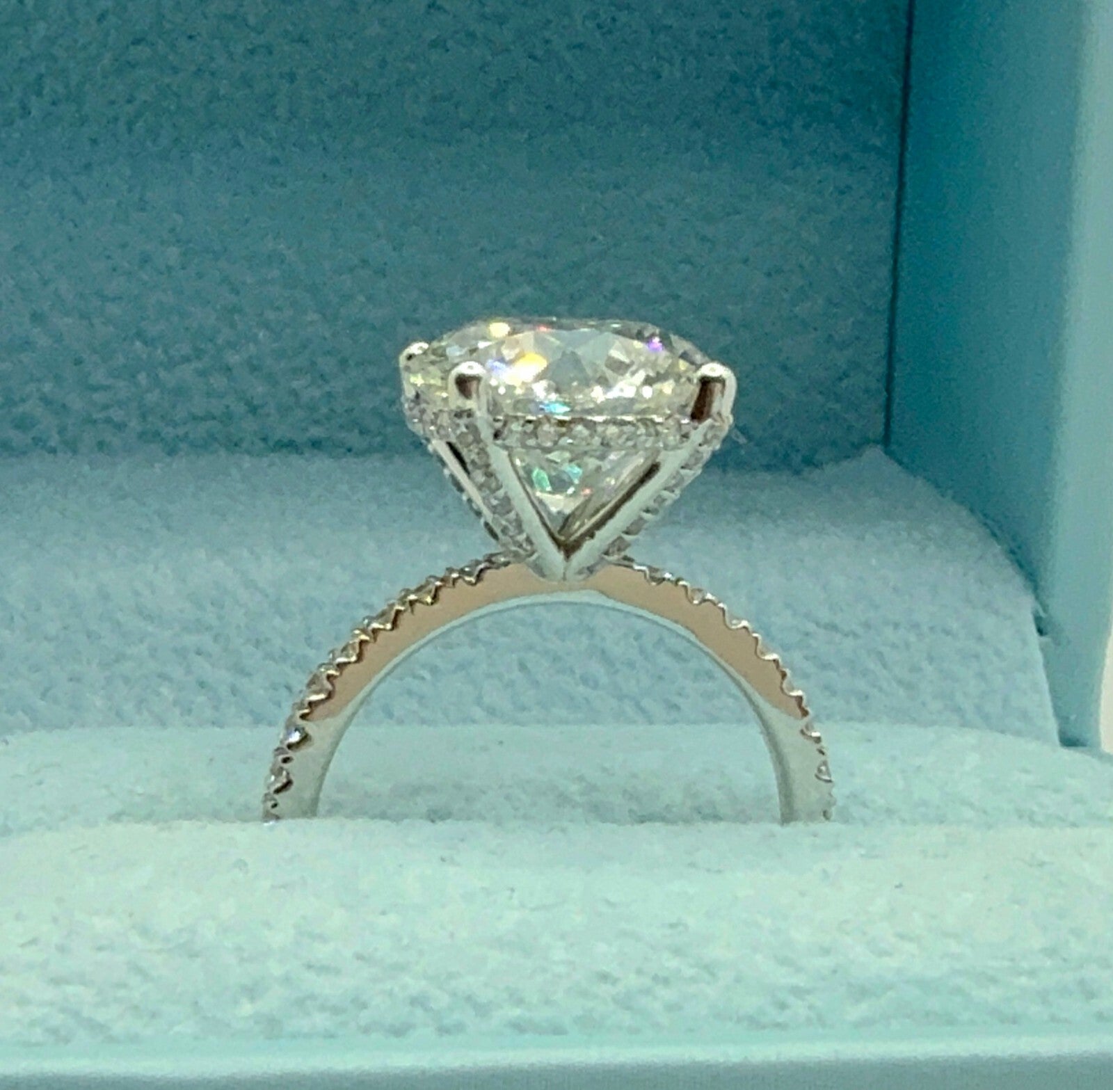 4.43 Ct E VS1 Round Lab Grown Diamond Engagement Ring 14k White IGI Certified