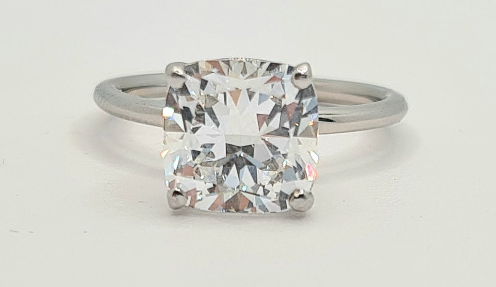 3.00 Carat F VS1 Cushion Diamond Ring Lab Grown Diamond IGI Certified Platinum