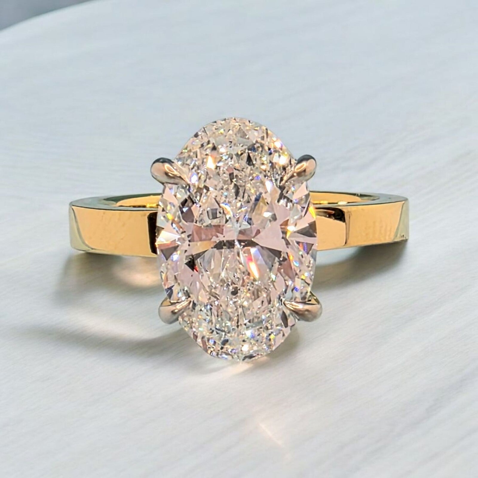 3.00 Ct D VS1 Round Solitaire Oval Lab Grown Diamond Ring IGI Certified 18k