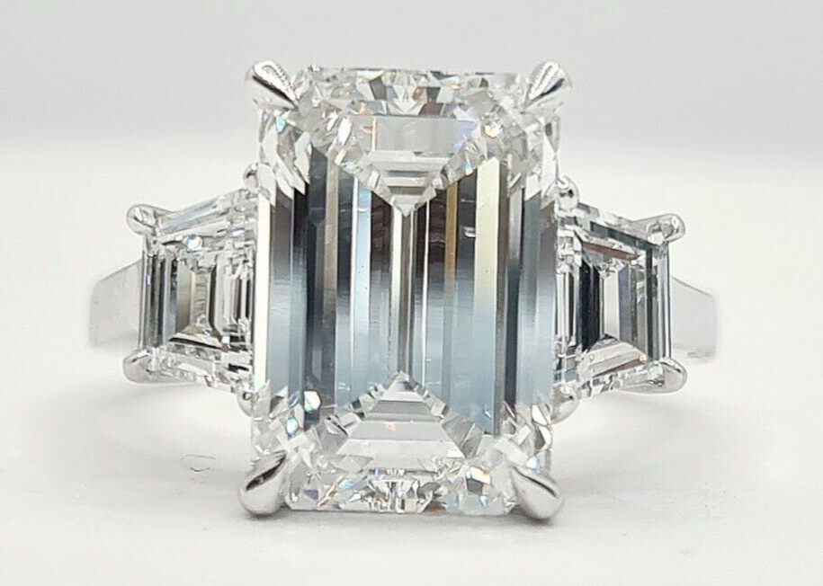 3.50 Carat E VS1 Platinum Emerald Cut Lab Grown Diamond Ring IGI Certified