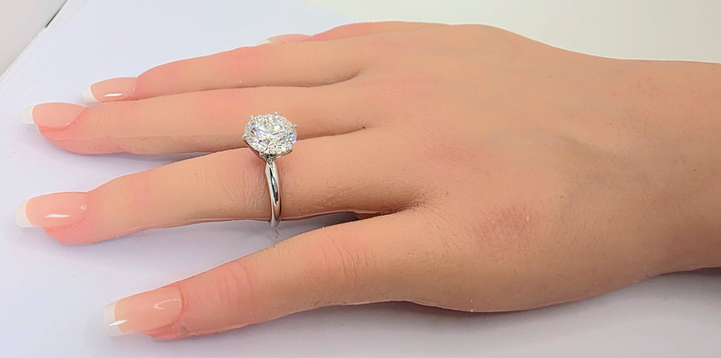 3.00 Carat D VS1 Round Solitaire Platinum Lab Grown Diamond Ring IGI Certified