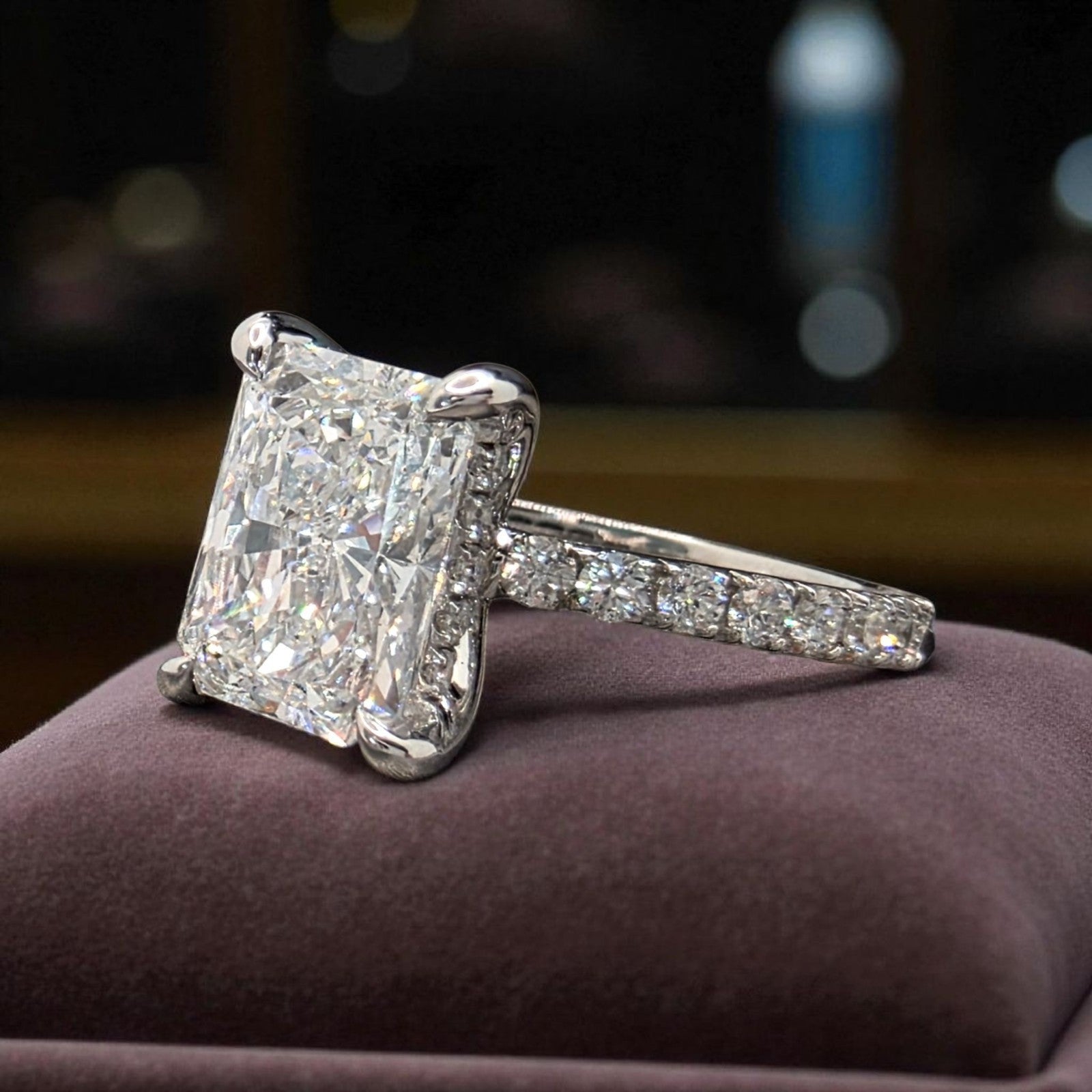 2.70 Radiant D VS1 14k White Lab Grown Diamond Ring IGI Certified