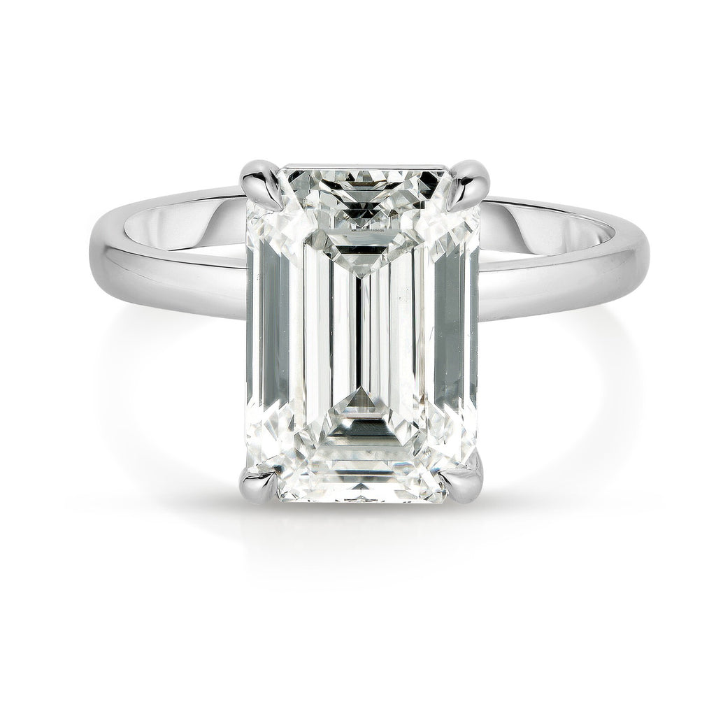 4.00 Emerald Cut Diamond Ring Lab Grown Diamond IGI Certified Set in Platinum