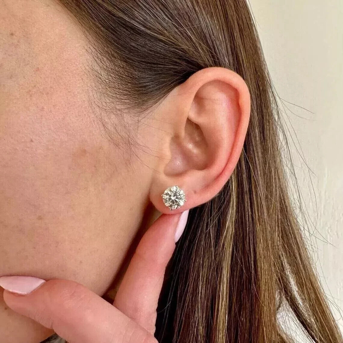 5.00 Ct E VVS2 Round Screwback Lab Grown Diamond Stud Earrings 14k IGI Certified