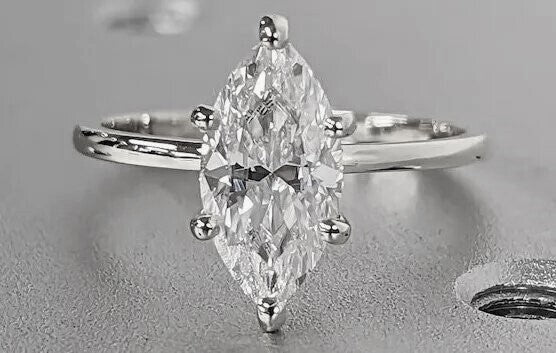 4 Carat Marquise Cut Engagement Ring F/VS1 Lab Diamond Platinum IGI Certified