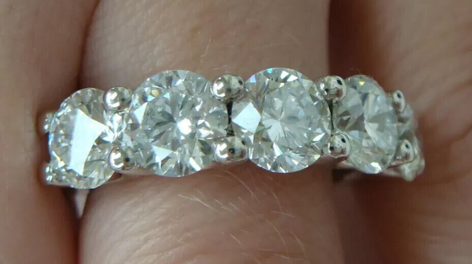 3.75 Carat 5 Stone Lab Grown Diamond Wedding Band 14kt White Gold IGI Certified