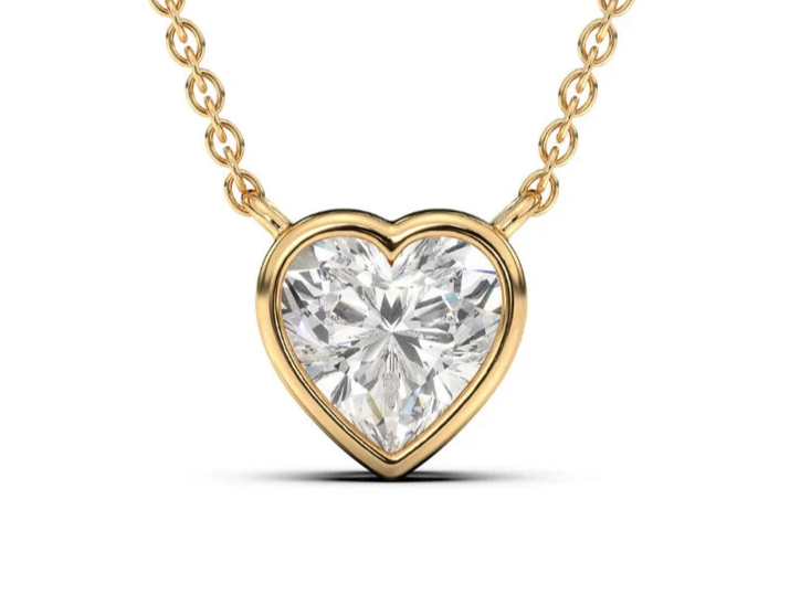 2.00 Ct Heart Shape D VS1 Lab Grown Diamond Bezel Pendant 14k White Gold IGI