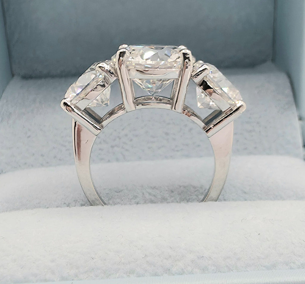 10.00 Carat Round Diamond Three 3 Stone Ring IGI Certified Lab Grown 14k White