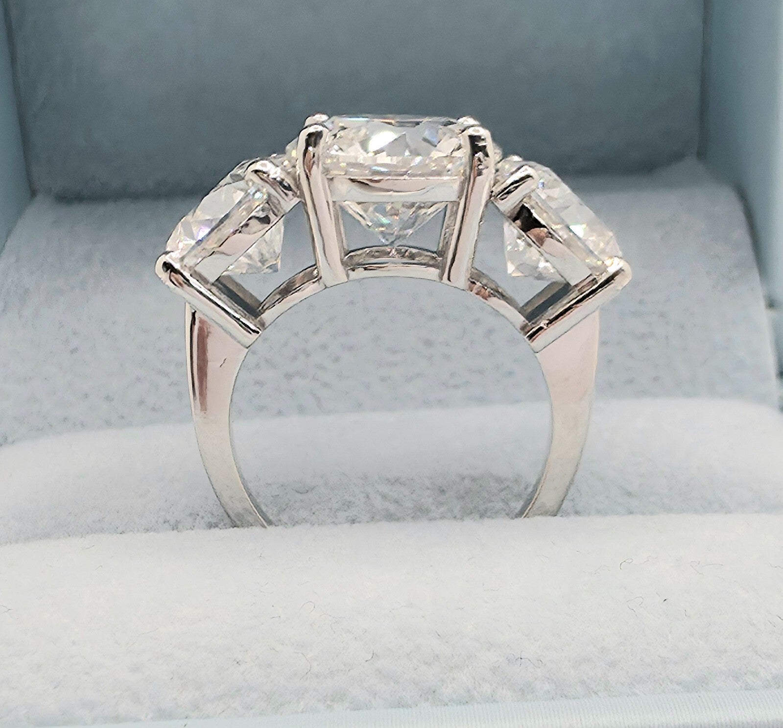 10.00 Carat Round Diamond Three 3 Stone Ring IGI Certified Lab Grown 14k White