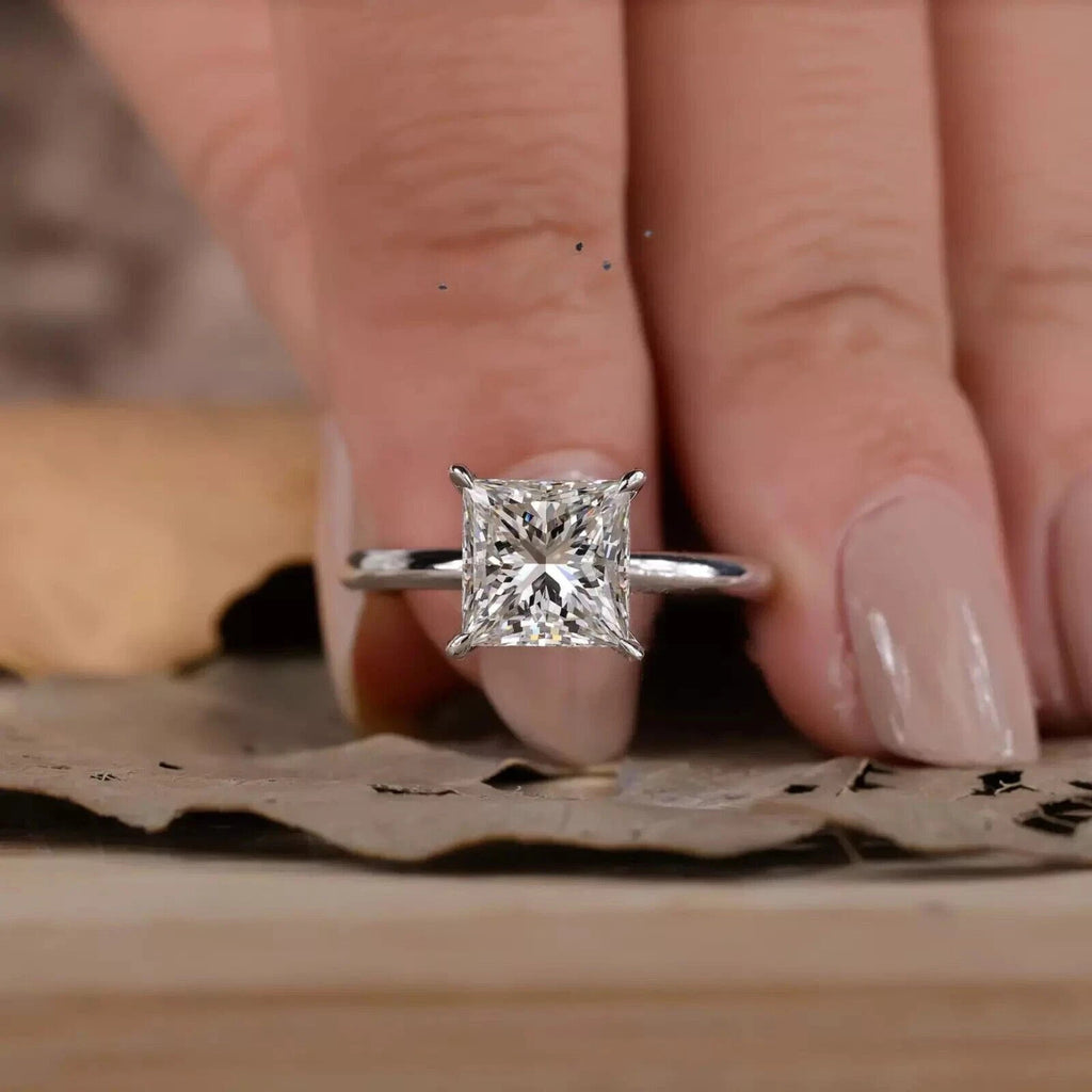 5.00 Ct F VVS2 Princess Cut Lab Grown Diamond Ring Set in 14k IGI Certified