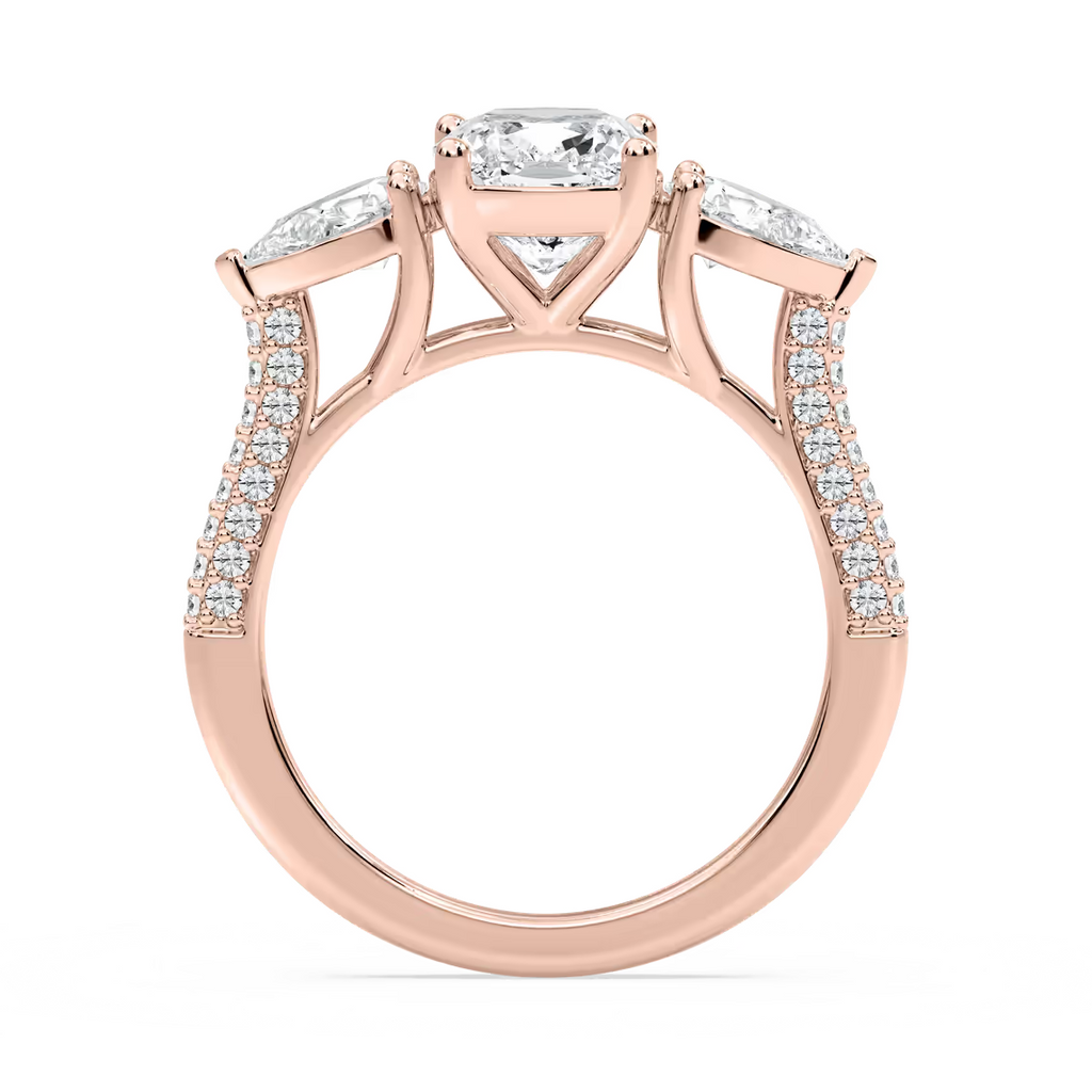 4.18 Ct E VS1 Cushion Lab Grown Diamond Ring 14k Rose Gold IGI Certified