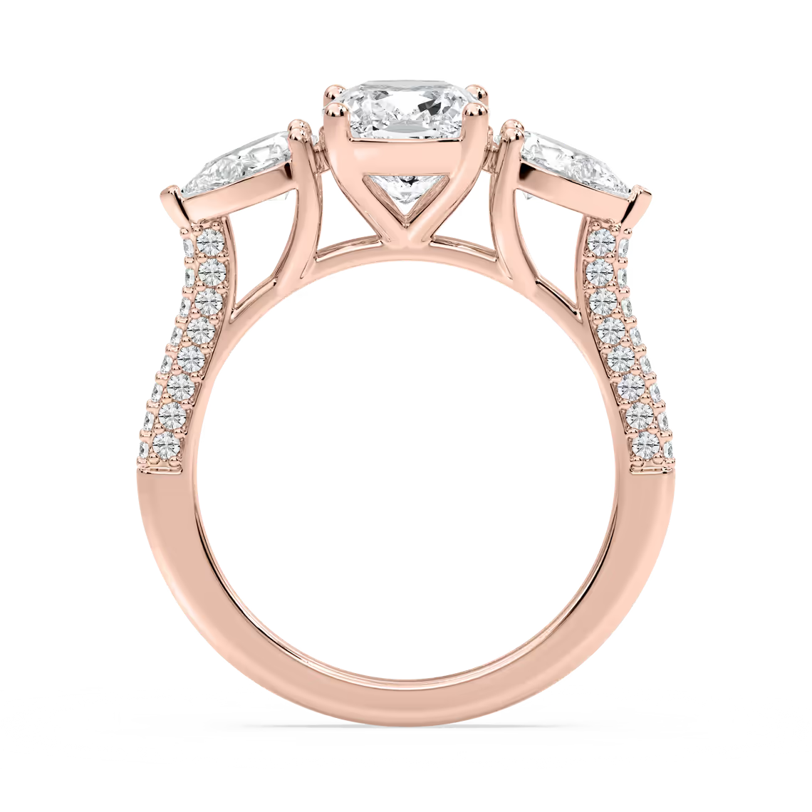 4.18 Ct E VS1 Cushion Lab Grown Diamond Ring 14k Rose Gold IGI Certified