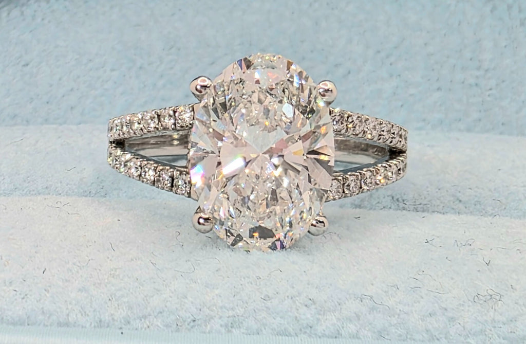 4.60 Carat D VS1 Oval Diamond Engagement Ring IGI Certified Lab Grown 14k White