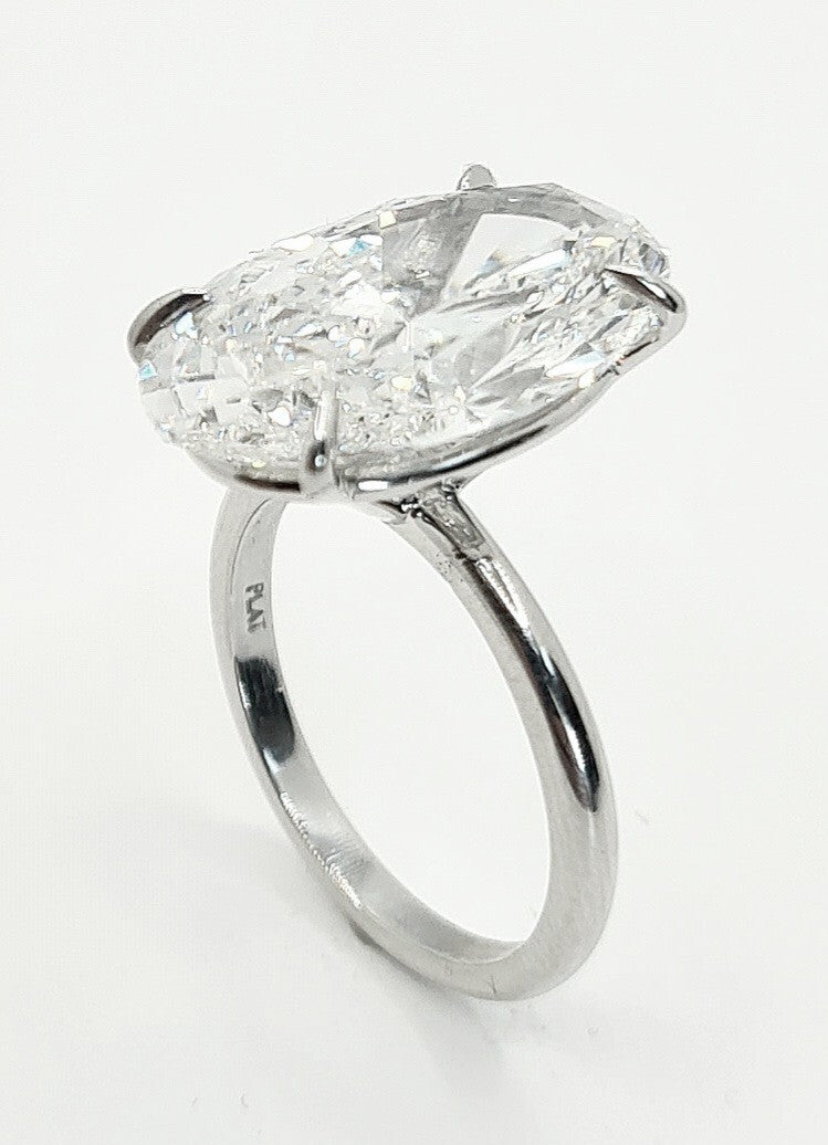 5.00 Ct D VS1 Oval Lab Grown Diamond Ring Set in Platinum IGI Certified