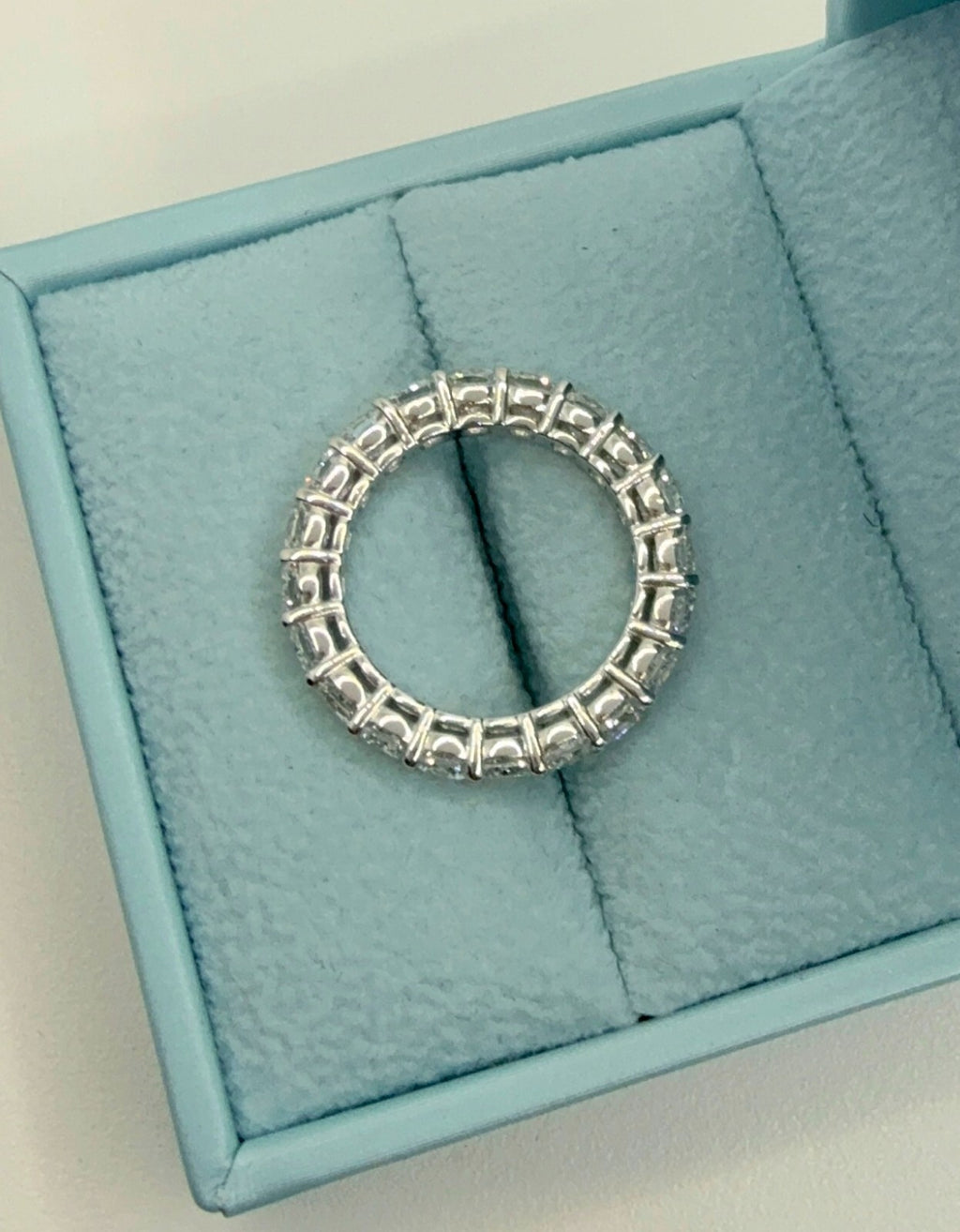 4.20 Ct Cushion Lab Grown Diamond Eternity Band Ring 14k E VS GIA Authenticated