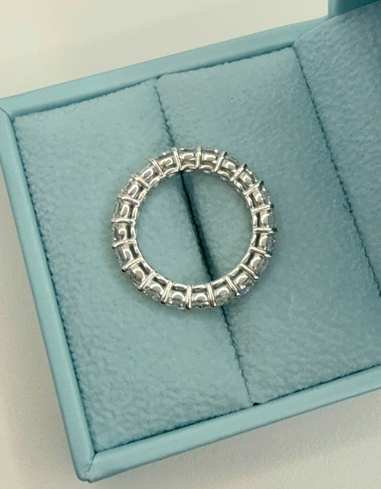 4.20 Ct Cushion Lab Grown Diamond Eternity Band Ring 14k E VS GIA Authenticated