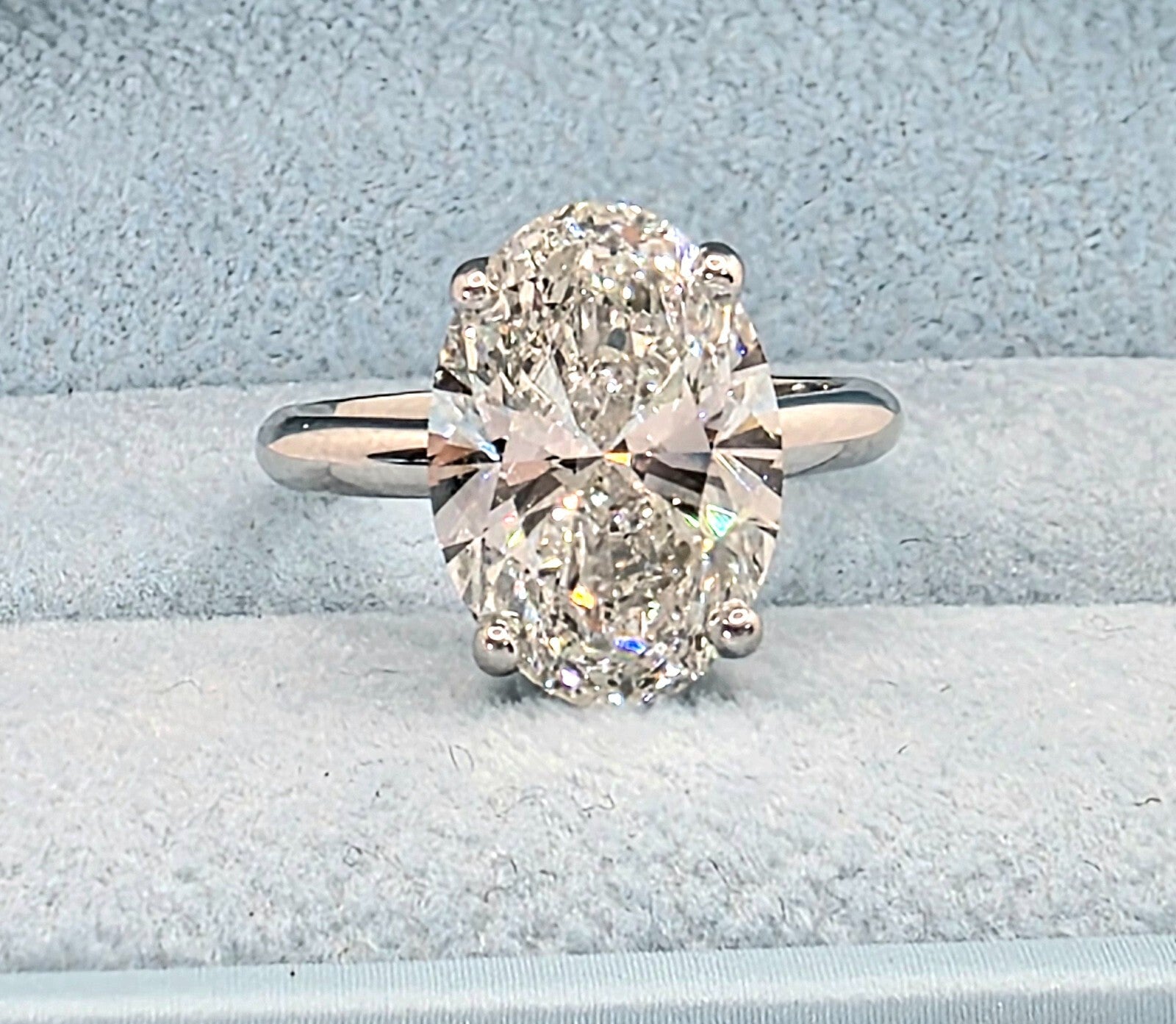 3.00 Ct E VS1 Oval Lab Grown Diamond Ring IGI Certified White Gold