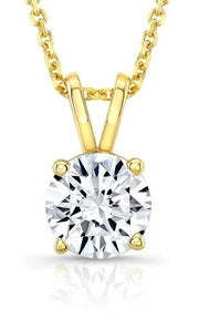 2.50 Ct F VS2 Round Lab Grown Diamond Pendant 14k Yellow Gold IGI Certified