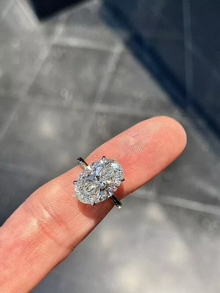 5.20 Ct G VS1 Oval Solitaire Yellow Gold Lab Grown Diamond Ring IGI Certified
