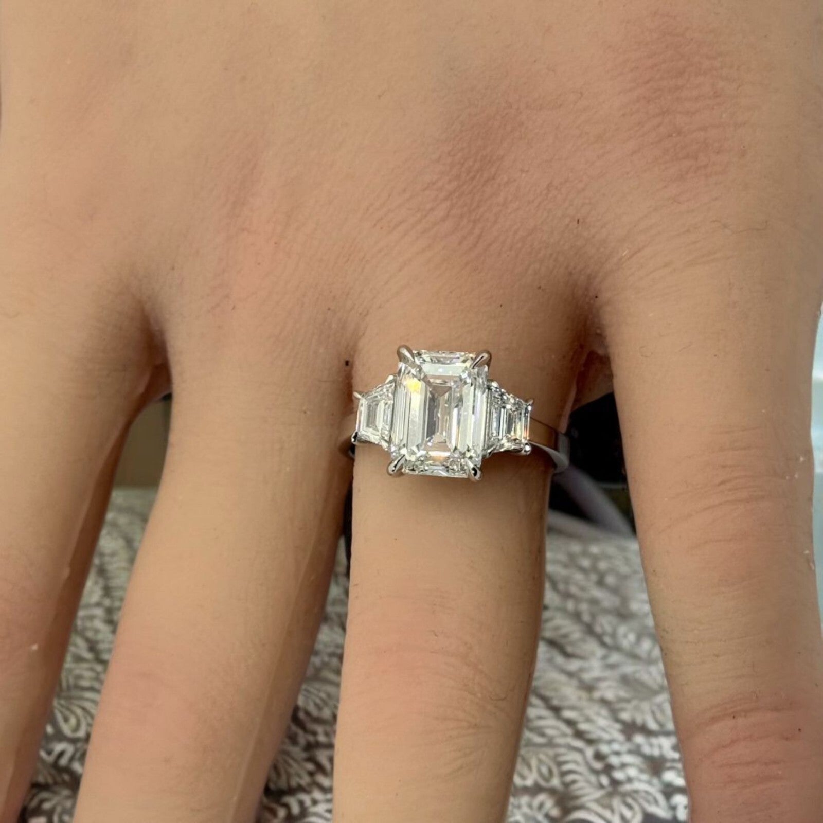 4.60 Carat D VS1 Platinum Emerald Cut Lab Grown Diamond Ring IGI Certified