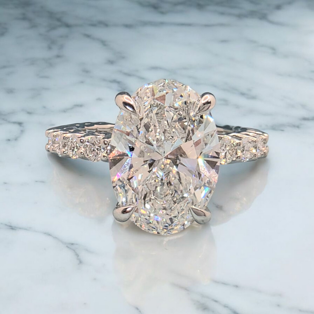 4.52 Ct D VS1 Carat Oval Lab Grown Diamond Ring IGI Certified 14k Gold