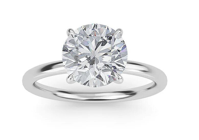 3.03 Ct Round G VS2 Lab Grown Diamond Ring IGI Certified 14k White Gold