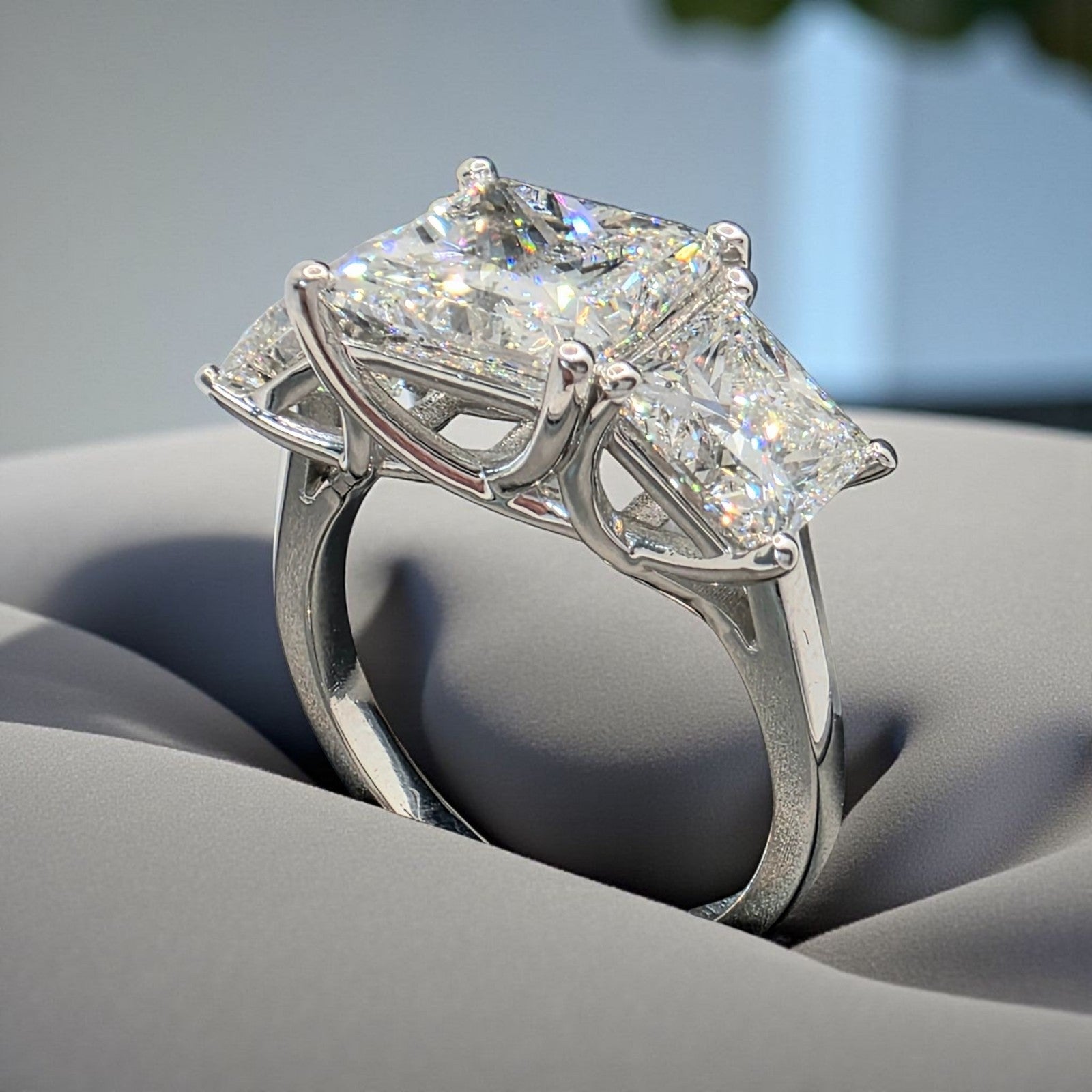 9.00 CT F VVS2 Lab Grown Princess Platinum Diamond Engagement Ring IGI Certified