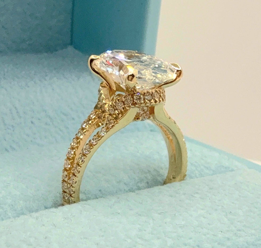 4.60 Carat E VS1 Oval Diamond Engagement Ring IGI Certified Lab Grown 14k Yellow