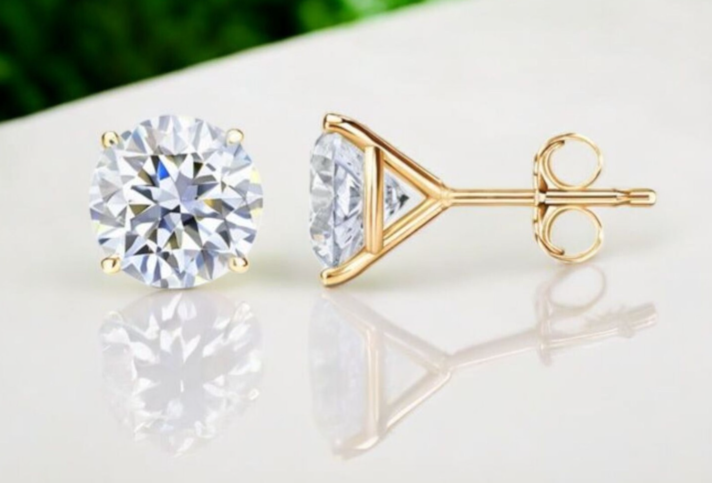 3.00 Ct Round Lab Grown D VS1 Diamond Studs Ideal 14K Yellow Gold IGI Certified