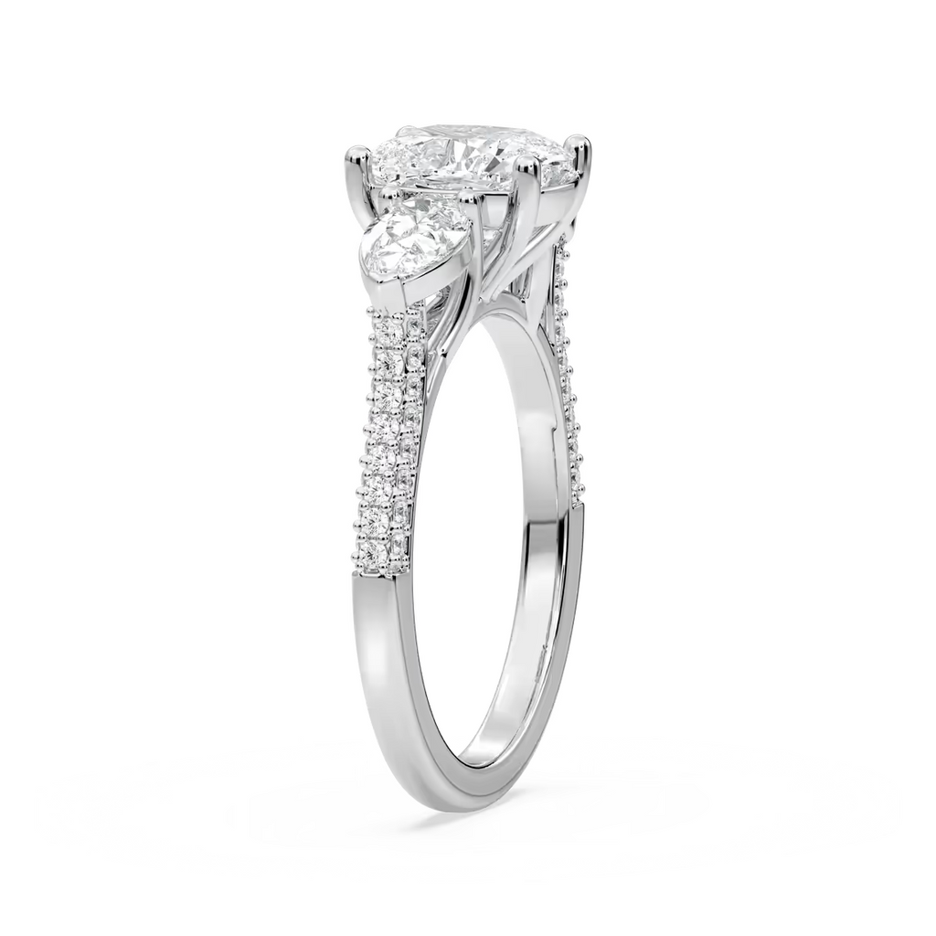 4.18 Ct E VS1 Cushion Lab Grown Diamond Ring 14k White Gold IGI Certified