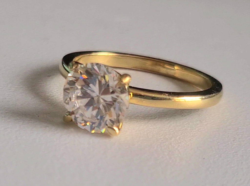 3.00 Ct F VS2 Round Solitaire 14k Yellow Lab Grown Diamond Ring IGI Certified