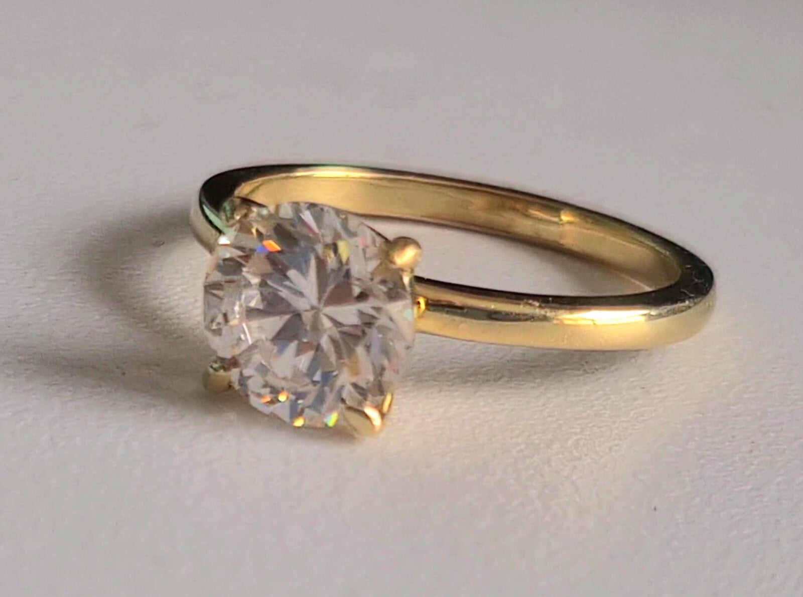 3.00 Ct F VS2 Round Solitaire 14k Yellow Lab Grown Diamond Ring IGI Certified
