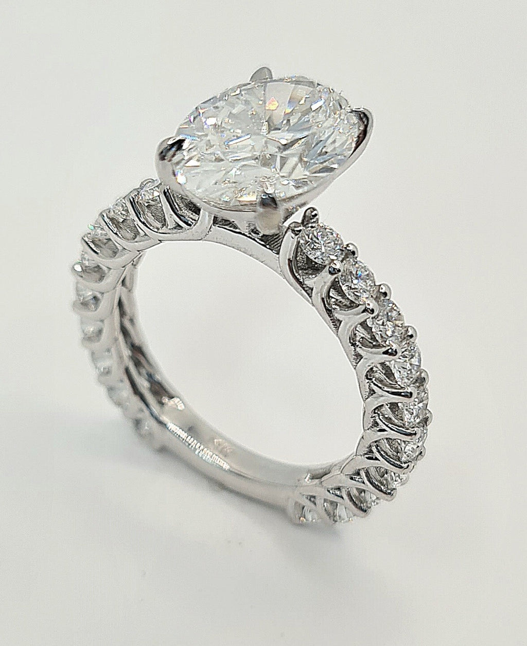 6.47 Ct F VS1 Carat Oval Lab Grown Diamond Ring IGI Certified 14k White