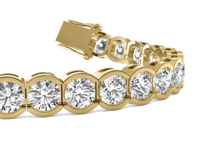 3.65 Ct D VS Semi Bezel Round Diamond 7" Tennis Bracelet 14k Gold Lab Grown