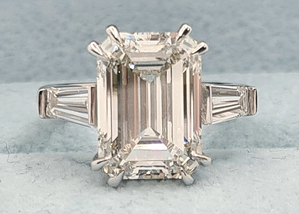 4.50 Ct D VVS2 Emerald Cut Lab Grown Diamond Ring IGI Certified Platinum