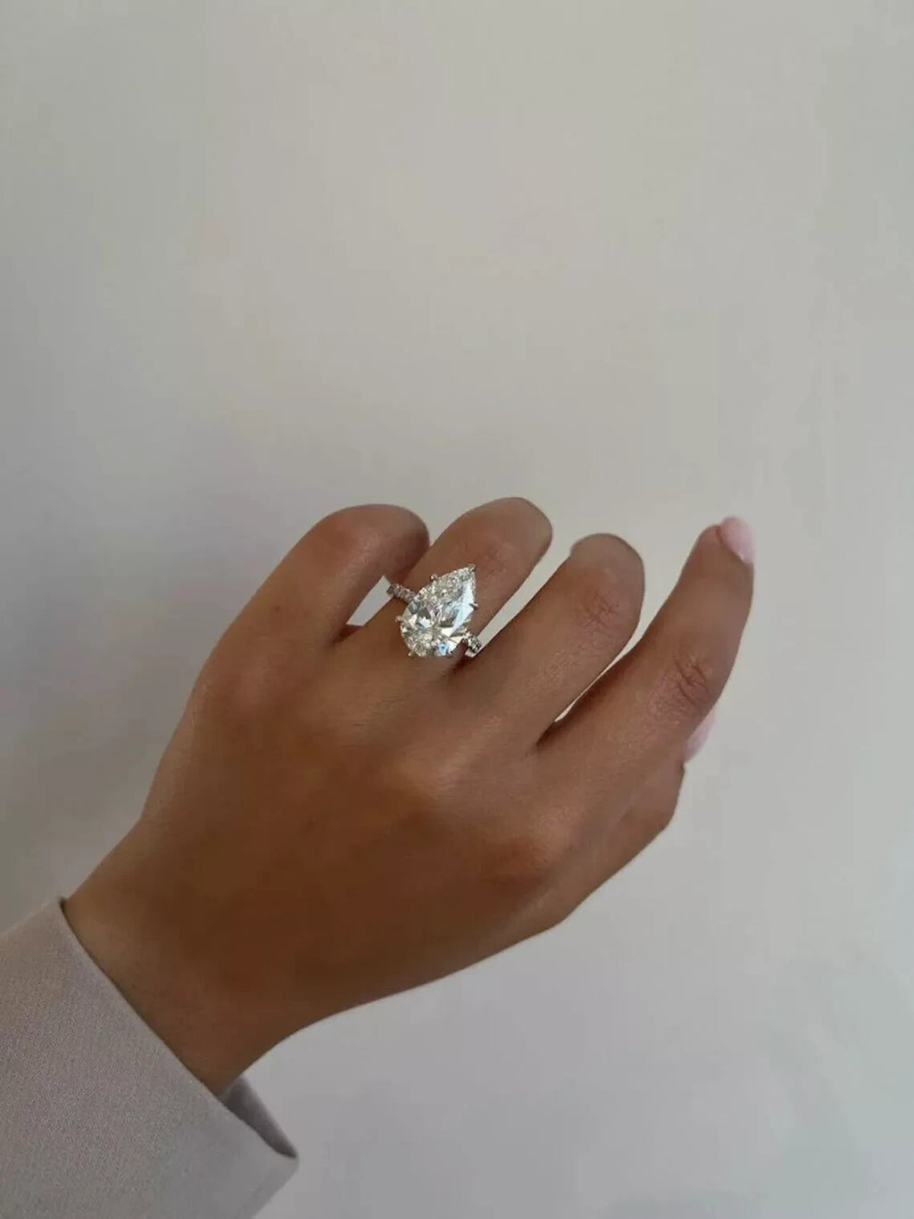 4.20 Ct Pear Lab Grown Diamond Accents Ring For Women Engagement Ring 14k Gold