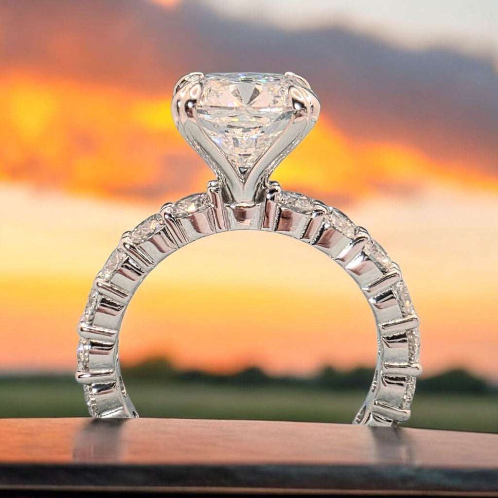 4.60 Ct D VS1 Cushion Diamond Engagement Ring IGI Certified Lab Grown 14k White