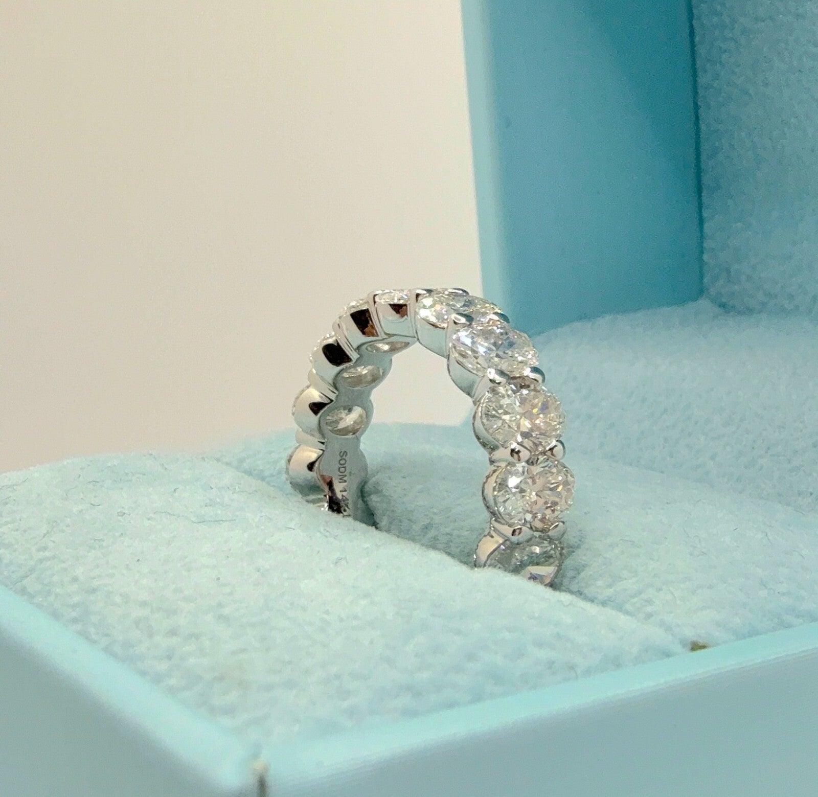 6.50 Ct Oval Lab Grown Diamond Eternity Band Ring 14k F VS GIA Authenticated