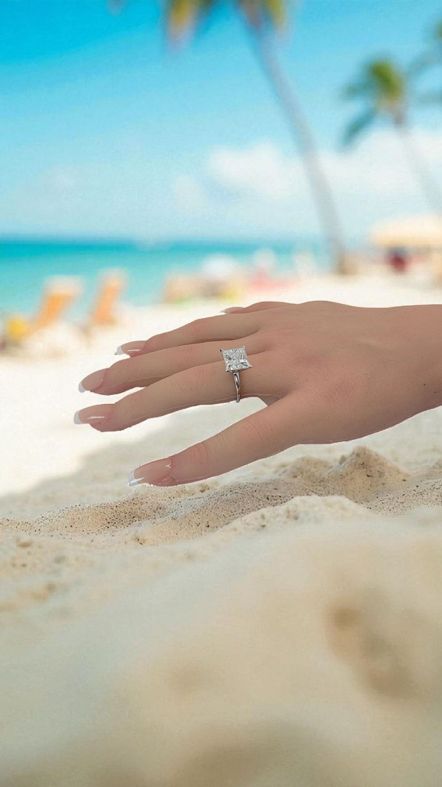 4.00 Ct E VVS2 Princess Cut Lab Grown Diamond Ring 14k Gold IGI Certified