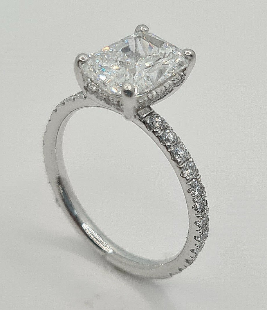 3.51 Ct E VS1 Lab Grown Radiant Diamond Engagement Ring IGI Certified 14k White