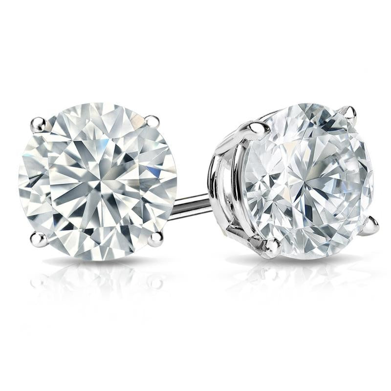 5.00 Ct D VS2 Round Lab Grown Diamond Studs Basket  14k Gold IGI Certified Screw