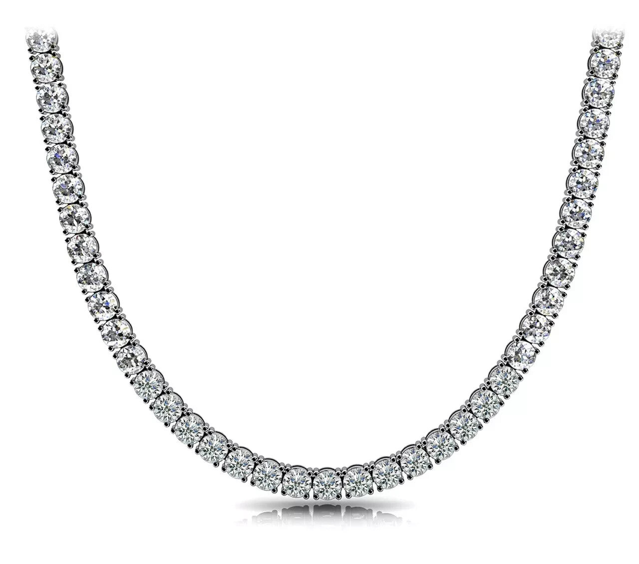 7 Ct 14K White Gold E VS Lab-Grown Eternity Diamond Tennis Necklace, 17” NEW!