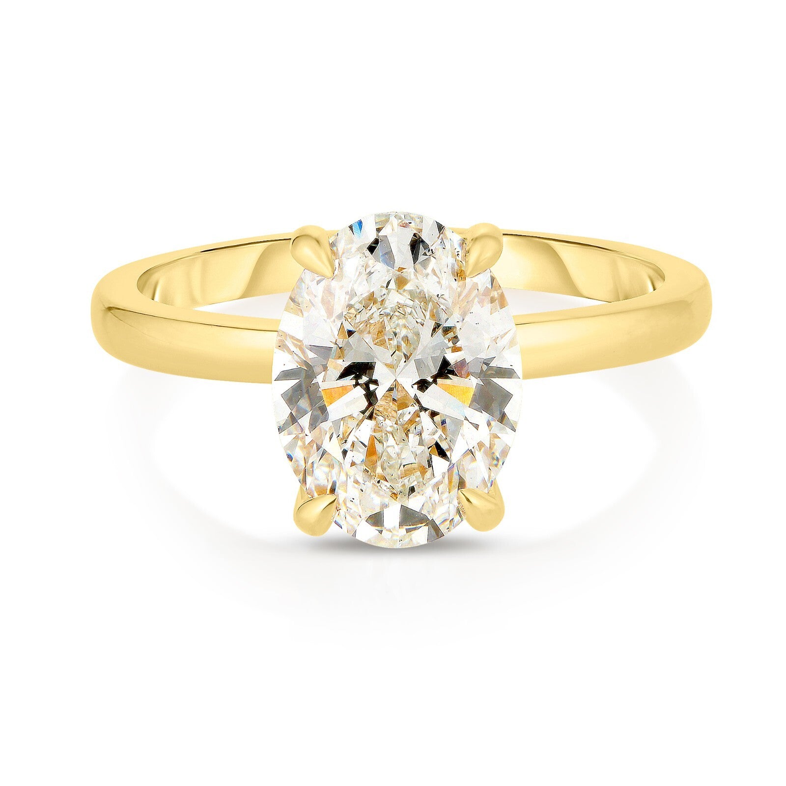 4.00 Carat F VS2 Oval Solitaire 14k Yellow Lab Grown Diamond Ring IGI Certified