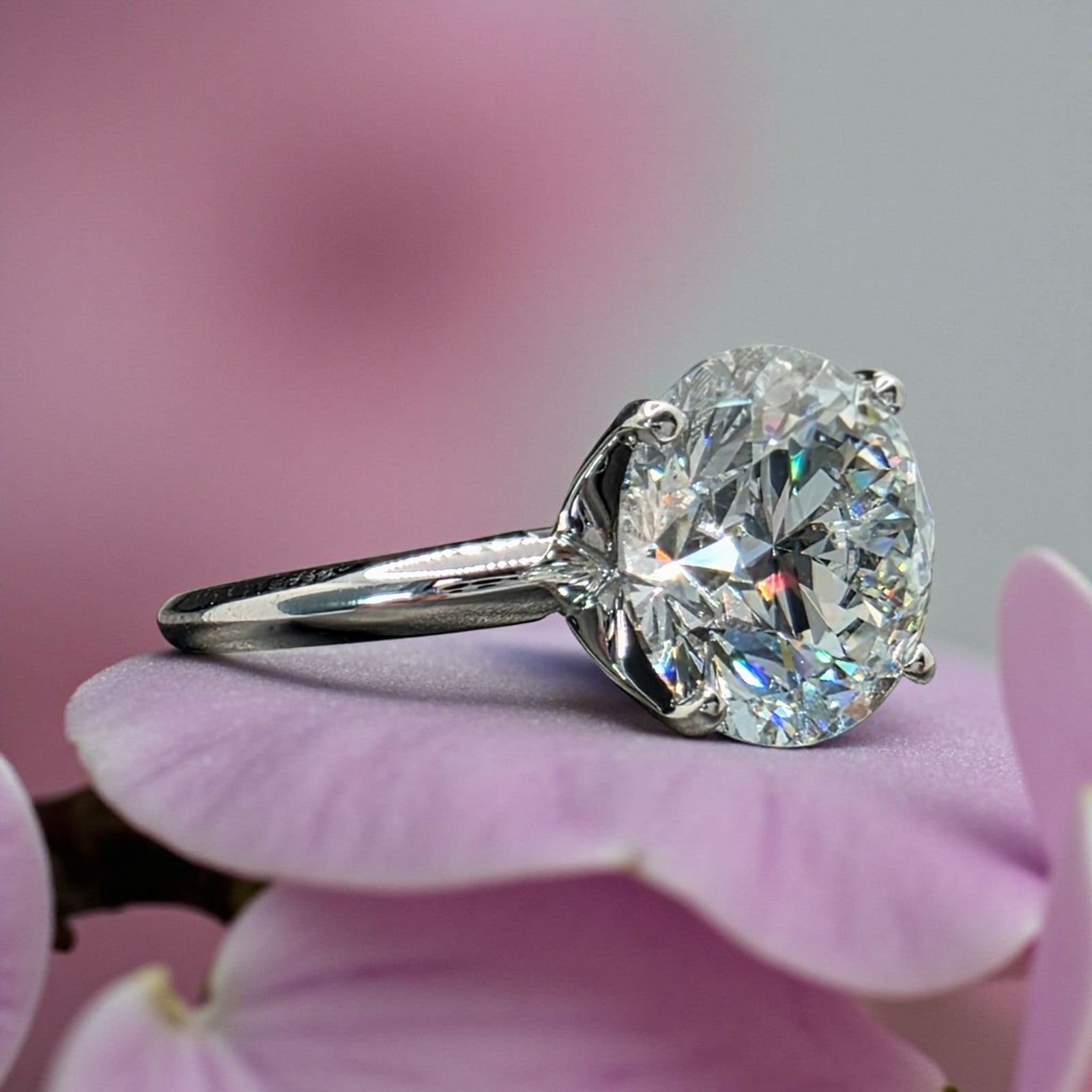 5.00 Ct E VS1 Round Solitaire Platinum Lab Grown Diamond Ring IGI Certified