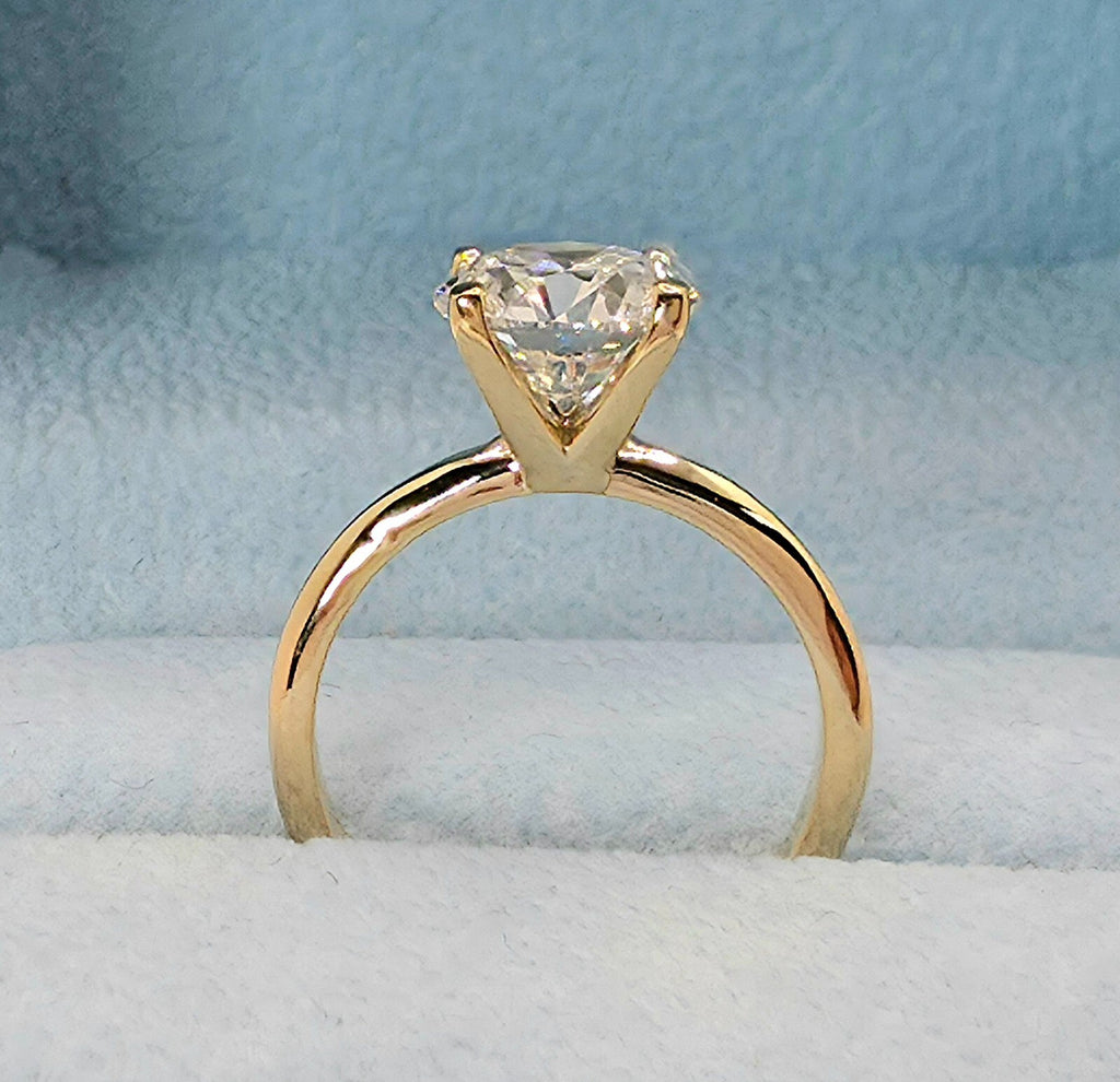 2.00 Ct F VS1 Round Solitaire Lab Grown Diamond Ring 14k Yellow IGI Certified