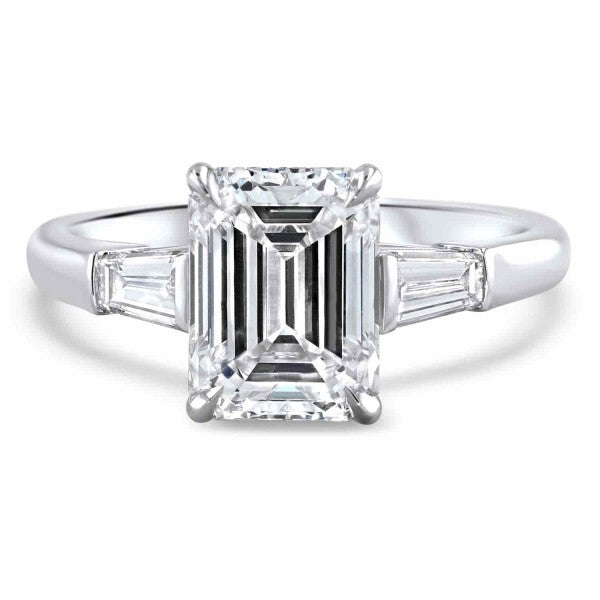 1.55 Ct GIA Authenticated E VS1 Lab Grown Emerald Cut Diamond Ring Platinum