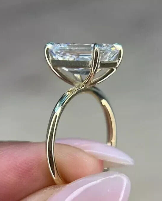 3.00 Carat F VVS 14k Yellow Emerald Cut Lab Grown Diamond Ring IGI Certified