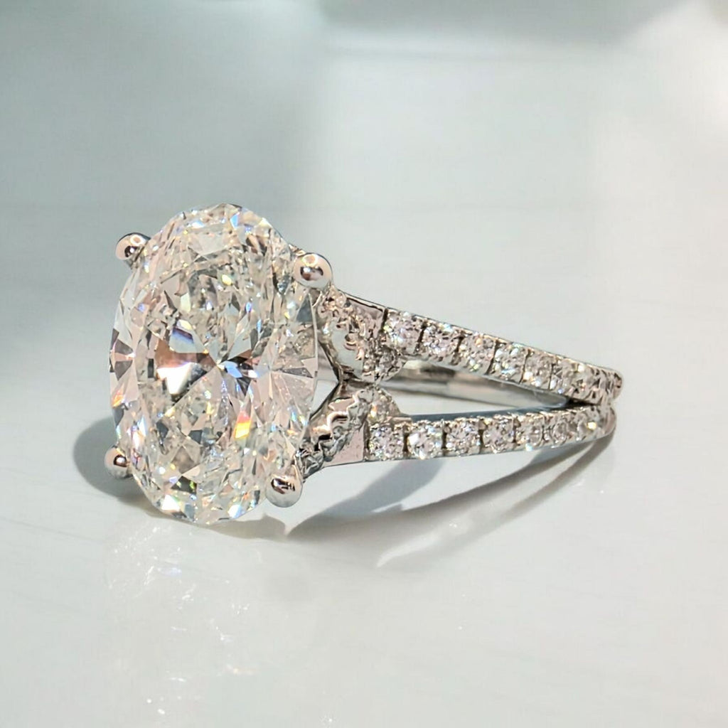 3.62 Carat E VS1 Oval Diamond Engagement Ring IGI Certified Lab Grown 14k White